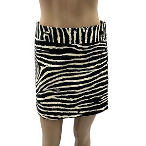 Ideology Womens Zebra Print Mini Wrap Skirt Black Beige A-Line Buttons Stretch 4